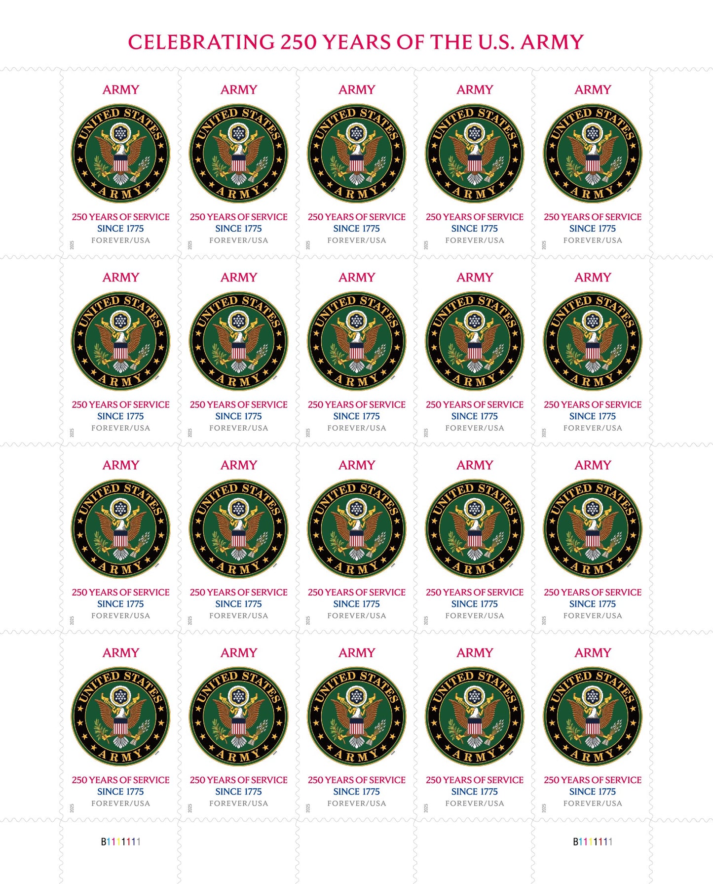 U.S. Army 250th First-Class Mail Forever Postage Stamps