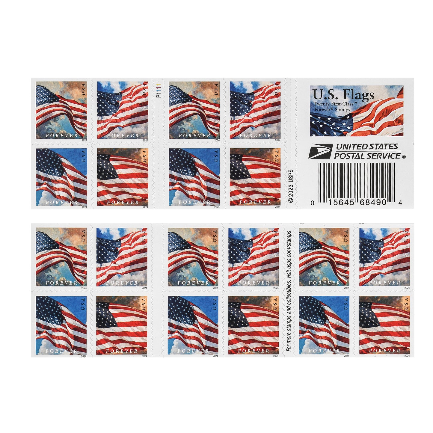 2024 US Flags (Booklets / Rolls) Forever First Class Postage Stamps