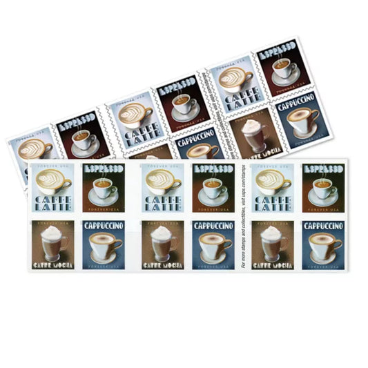Espresso Drinks coffee Forever Postage Stamps - Mailboxes of Flushing