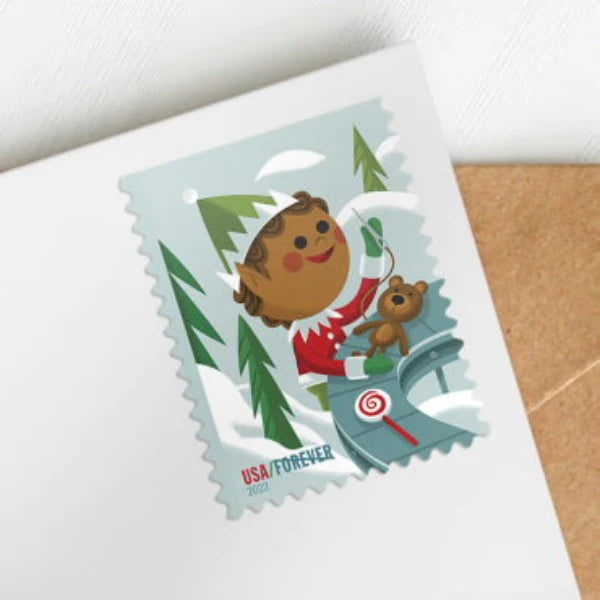 Holiday Elves Forever Postage Stamps