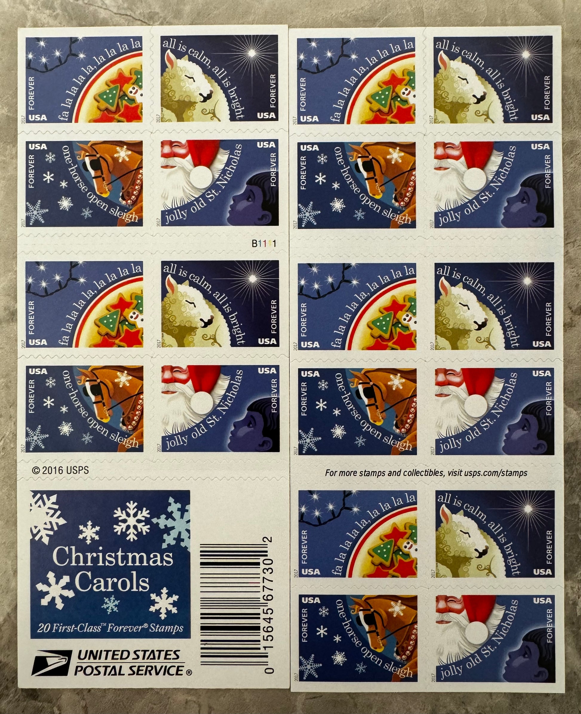 Christmas Carols Forever First Class Postage Stamps - Mailboxes of Flushing