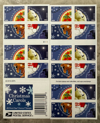 Christmas Carols Forever First Class Postage Stamps - Mailboxes of Flushing