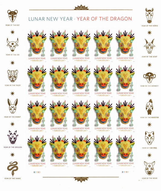 Year of the Dragon Stamps Celebrates Lunar New Year Forever First Class Postage Stamps
