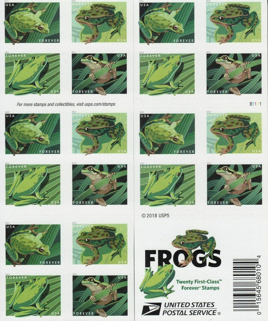Frogs Forever First Class Postage Stamps - Mailboxes of Flushing