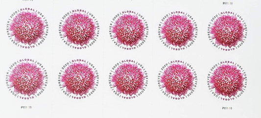 Global Chrysanthemum International First Class Forever US Postage Stamps