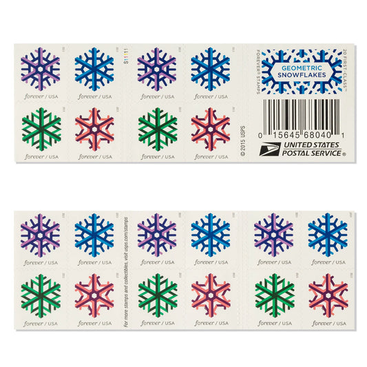 Geometric Snowflakes Forever First Class Postage Stamps - Mailboxes of Flushing