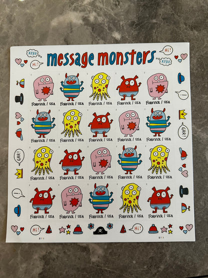 Message Monsters Forever Postage Stamps Ready to Bring a Smile to Your Mail - Mailboxes of Flushing