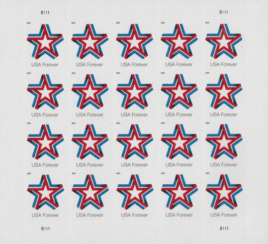 Star Ribbon Forever First Class Postage Stamps - Mailboxes of Flushing