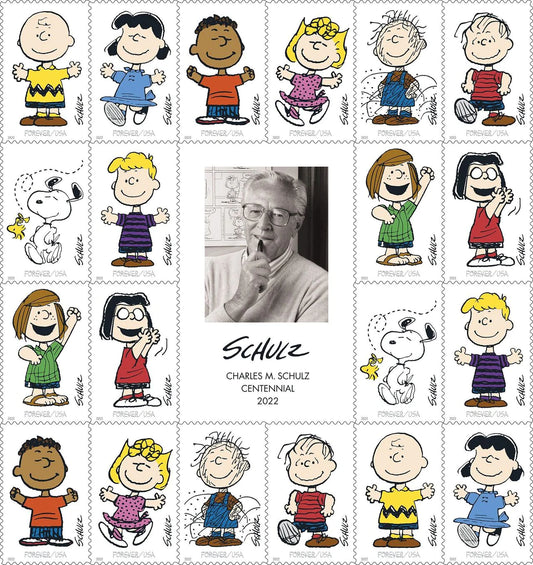 Cartoonist Charles Schulz "Peanuts" Forever Postage Stamps - Mailboxes of Flushing