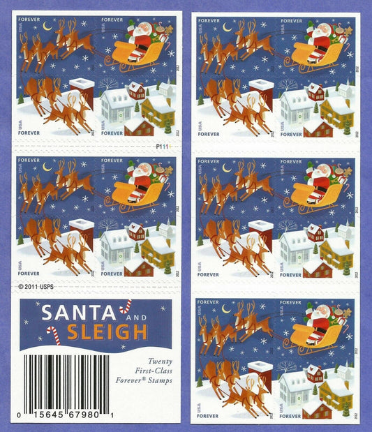 Santa and Sleigh Forever First Class Postage Stamps - Mailboxes of Flushing