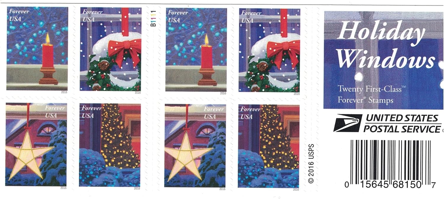 USPS Holiday Windows Forever Postage Stamps - Capturing Holiday Cheer ...