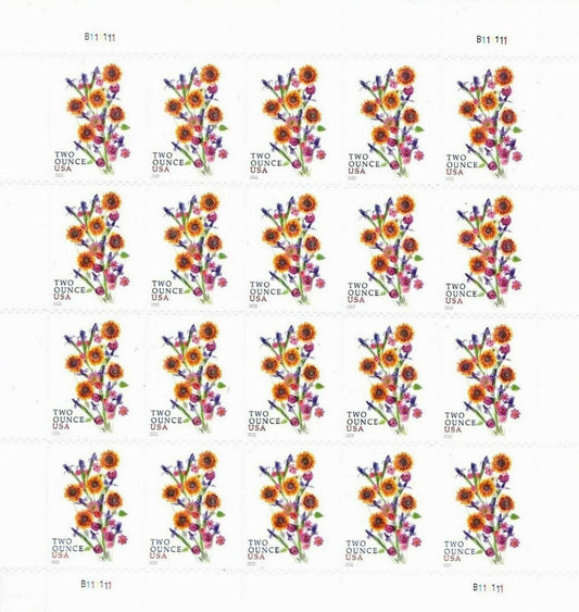Sunflower Bouquet Two Ounce Forever First Class Postage Stamps - Mailboxes of Flushing