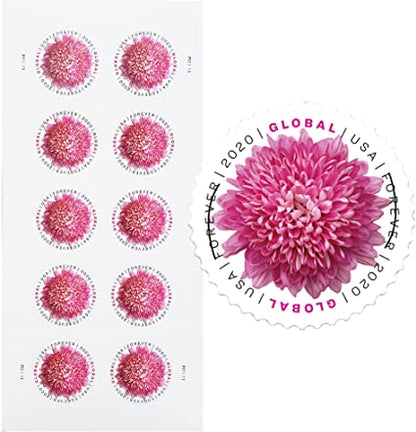 Global Chrysanthemum International First Class Forever US Postage Stamps - Mailboxes of Flushing