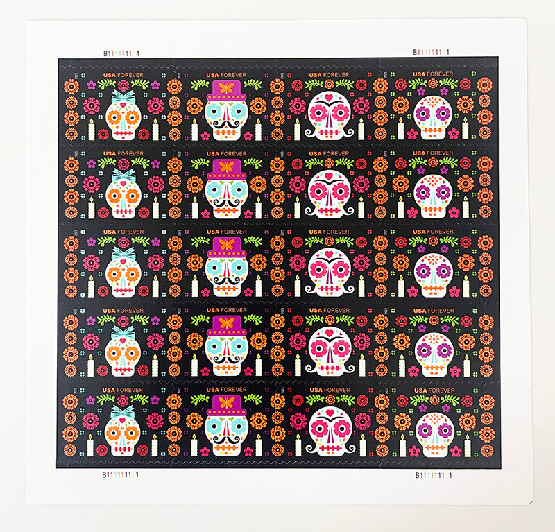 Day of the Dead Forever First Class Postage Stamps - Mailboxes of Flushing