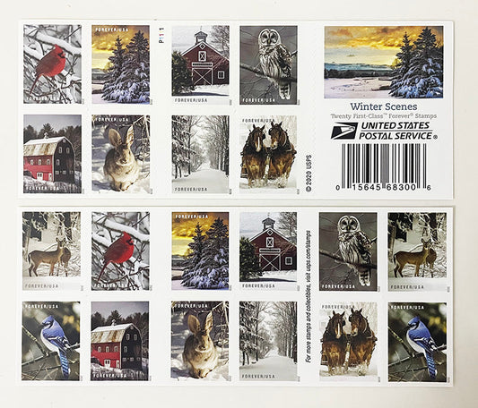 Winter Scenes Forever First Class Postage Stamps - Mailboxes of Flushing