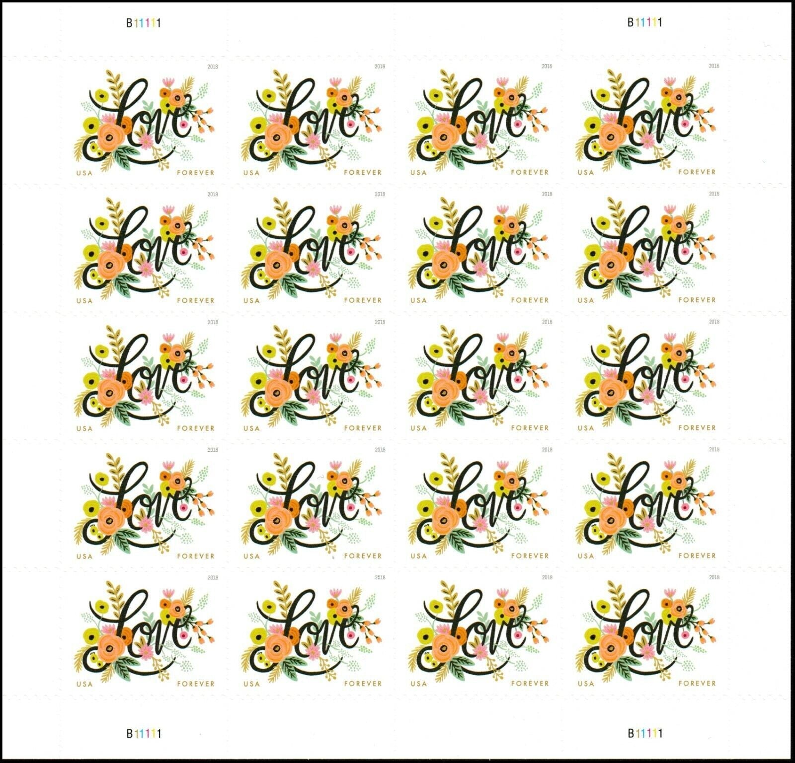 Love Flourishes Forever First Class Postage Stamps - Mailboxes of Flushing