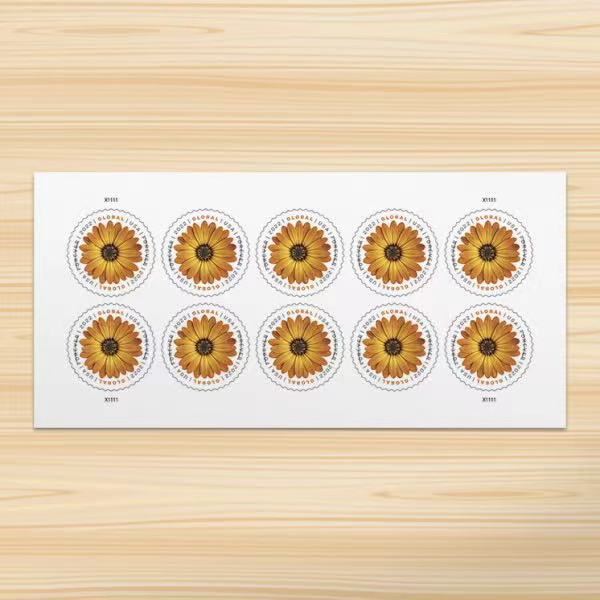 Global African Daisy International First Class Forever US Postage Stamps - Mailboxes of Flushing