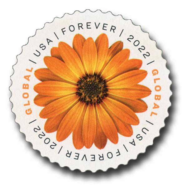 Global African Daisy International First Class Forever US Postage Stamps - Mailboxes of Flushing