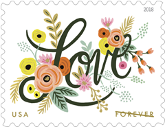 Love Flourishes Forever First Class Postage Stamps - Mailboxes of Flushing