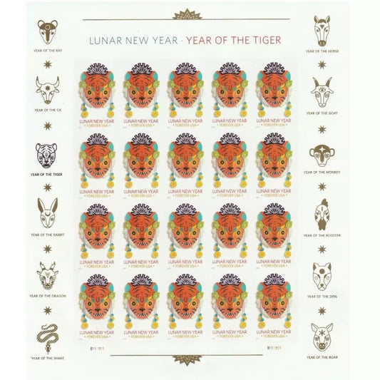 Year of the Tiger Stamp Celebrates Lunar New Year Forever First Class Postage Stamps - Mailboxes of Flushing