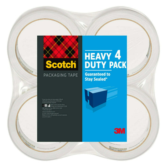 Scotch Heavy Duty Shipping Packaging Tape, Clear, 1.88 in. x 54.6 yd., 4 Rolls - Mailboxes of Flushing