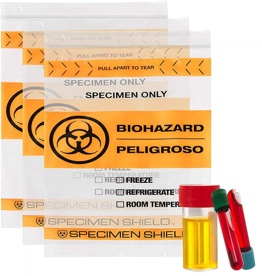 Pack of 100 Orange and Black Biohazard Specimen Bags 8 x 10 Zipper Bags Tear Pouch Bags 8x10 Thickness 2 Mil Seal Top Specimen Lab Bags 3 Wall for Shipping Packaging Specimens; Wholesale Price - Mailboxes of Flushing