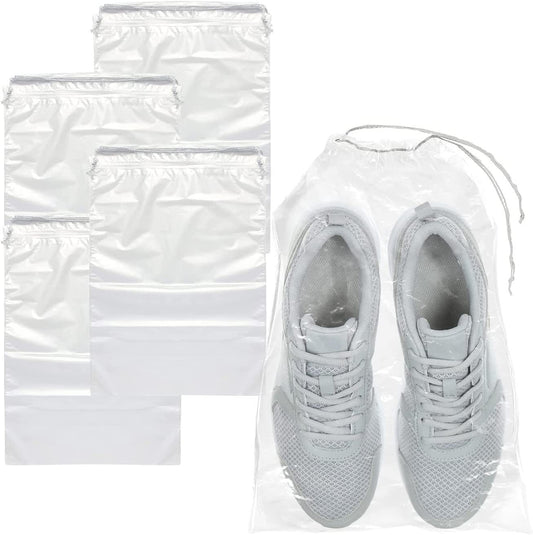PUREVACY Clear Drawstring Bags 10" x 14", Pack of 50 Travel Shoe Bags for Packing, Shipping, Storage, 2 mil Waterproof Clear Plastic Bag with Double Cotton Drawstrings, Odorless Shoe Dust Bags - Mailboxes of Flushing