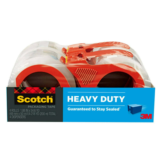 Scotch Heavy Duty Shipping Packaging Tape, 1.88 in x 54.6 yd, 4/Pack with Dispensers - Mailboxes of Flushing