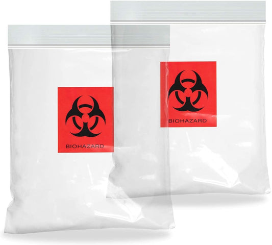 Pack of 100 Biohazard Specimen Bags Black and Red 6 x 9 Zipper Top Plastic Pouch Bags 6x9 Thickness 2 Mil Printed Polyethylene Transport Bags for Shipping Packing Specimens; Wholesale Price - Mailboxes of Flushing