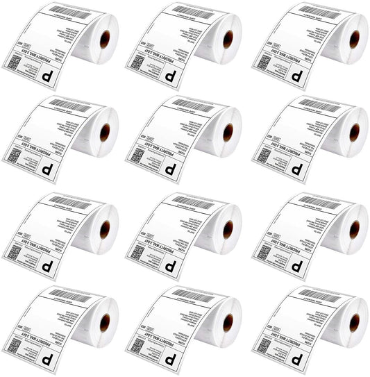 5 Core 4"X 6" Thermal Shipping Labels Premium Quality, Long Lasting Adhesive & Perforated 12 Rolls (250 per Paper Roll) / 3000 Labels for Postage Address Shipping Compatible with Zebra - DTL12PK - Mailboxes of Flushing