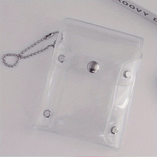 Transparent Glitter Card Holder, Mini Snap Button Coin Purse, Cute Card Storage Bag With Keychain - Mailboxes of Flushing