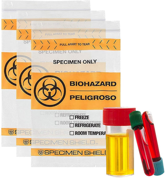 Pack of 100 Orange and Black Biohazard Specimen Bags 6 x 9 Zipper Bags Tear Pouch Bags 6x9 Thickness 2 Mil Seal Top Specimen Lab Transport Bags for Shipping Packaging Specimens; Wholesale Price - Mailboxes of Flushing
